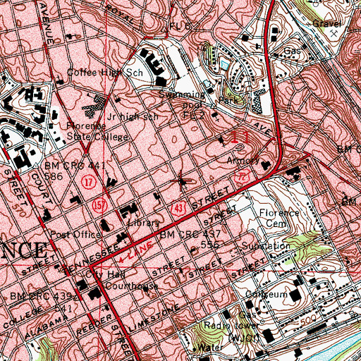 Topographic Map of First Church of the Nazarene, AL