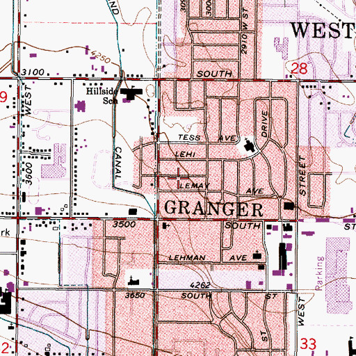 Topographic Map of Granger Gardens, UT