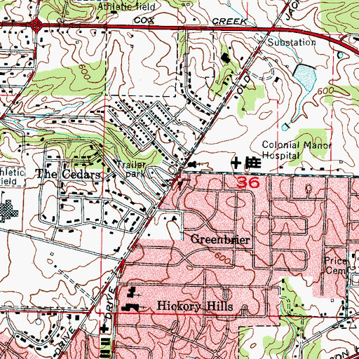 Topographic Map of First Cumberland Presbyterian Church, AL
