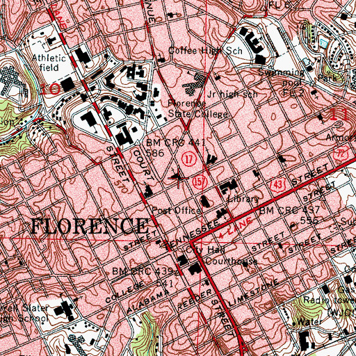 Topographic Map of First United Methodist Church, AL