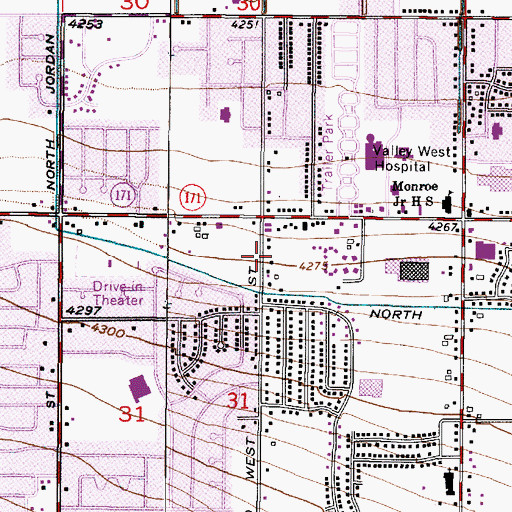 Topographic Map of Miera Estates, UT