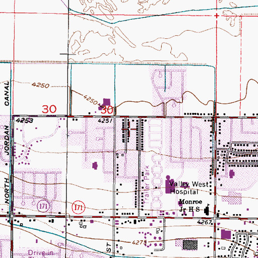 Topographic Map of Monroe Gardens, UT