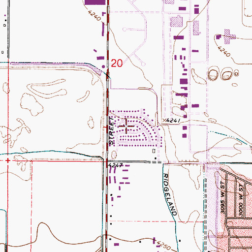Topographic Map of Ridgeland Acres, UT