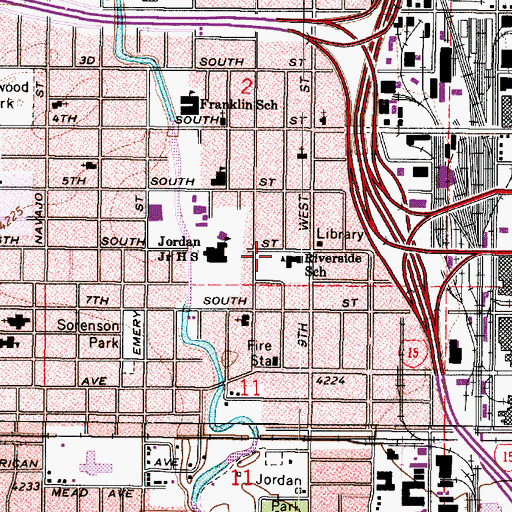 Topographic Map of Riverside School, UT
