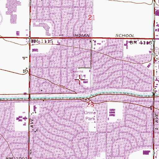 Topographic Map of Glen L Downs School, AZ
