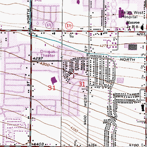 Topographic Map of Sunnyvale Heights, UT