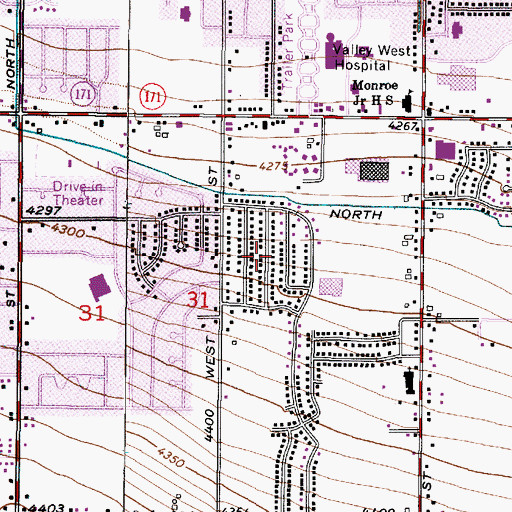 Topographic Map of Sunnyvale Park, UT