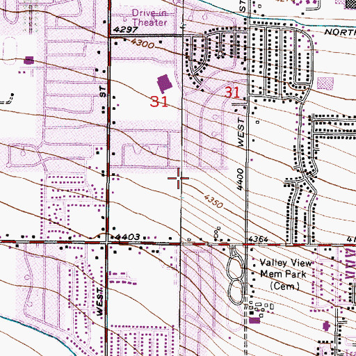 Topographic Map of Woodbury Estates, UT