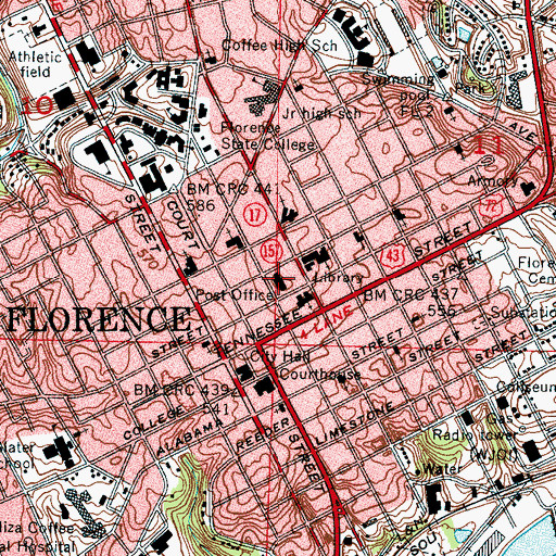 Topographic Map of Florence Synodical Female College (historical), AL