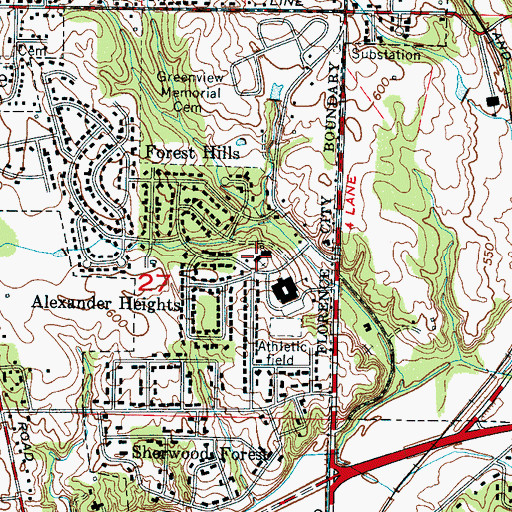 Topographic Map of Forest Hills Baptist Church, AL