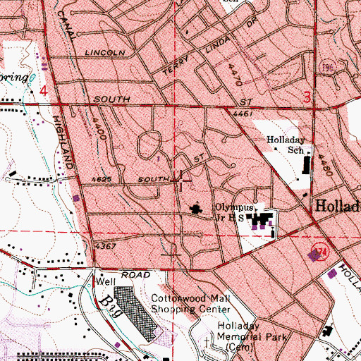 Topographic Map of Cresthill Circle, UT