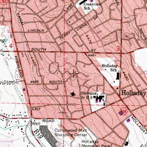 Topographic Map of Holladay Estates, UT