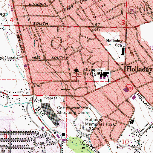 Topographic Map of Holladay Park, UT
