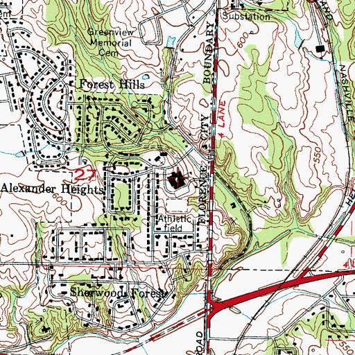 Topographic Map of Forest Hills Junior High School, AL