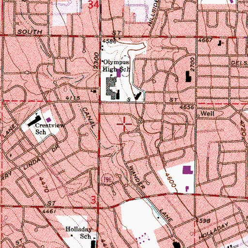 Topographic Map of Olympus Heights, UT