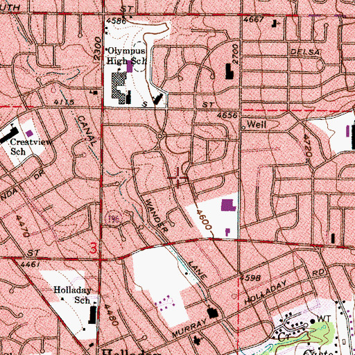 Topographic Map of South Olympus Heights, UT