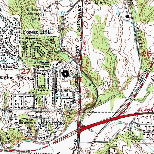 Topographic Map of Forest Hills Presbyterian Church, AL