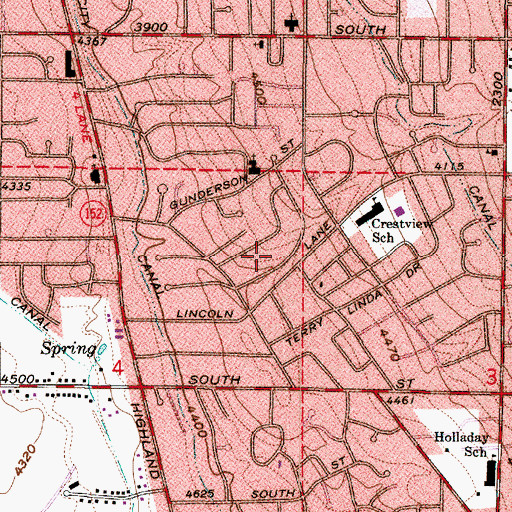 Topographic Map of Lincoln Gardens, UT