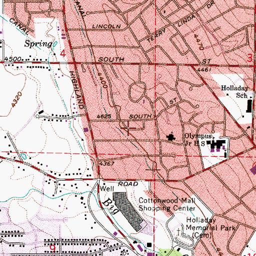 Topographic Map of Wagstaff Acres, UT
