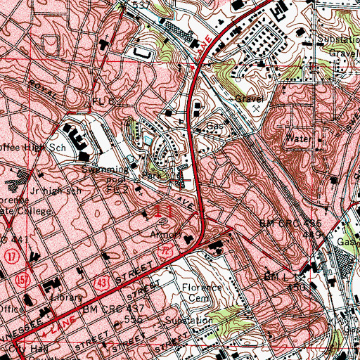 Topographic Map of Four Lane Shopping Center, AL