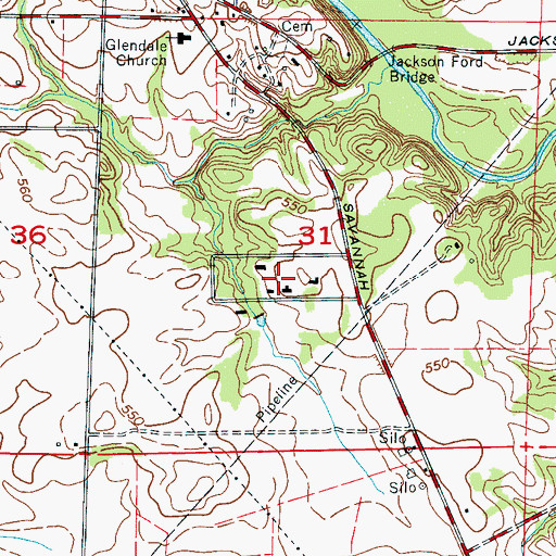 Topographic Map of Glendale Estates, AL