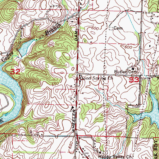 Topographic Map of Good Spring School (historical), AL