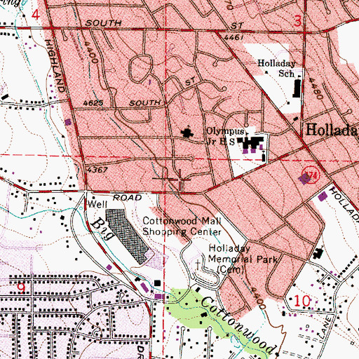 Topographic Map of Green Meadows, UT