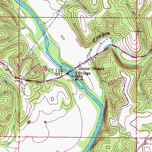 Topographic Map of Goose Shoals, AL