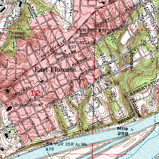 Topographic Map of Grace Baptist Church, AL