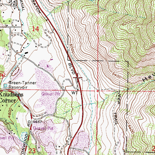 Topographic Map of Heughs Canyon, UT