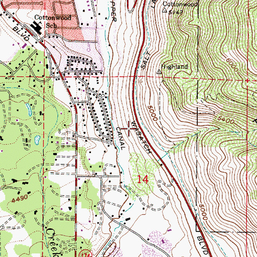 Topographic Map of Olympus Shadows Estates, UT