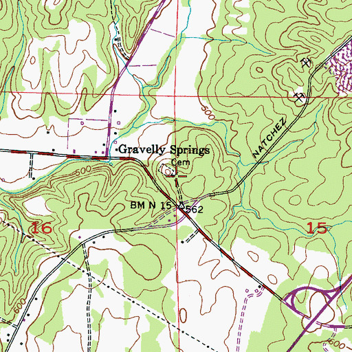 Topographic Map of Gravelly Springs Missionary Baptist Church, AL