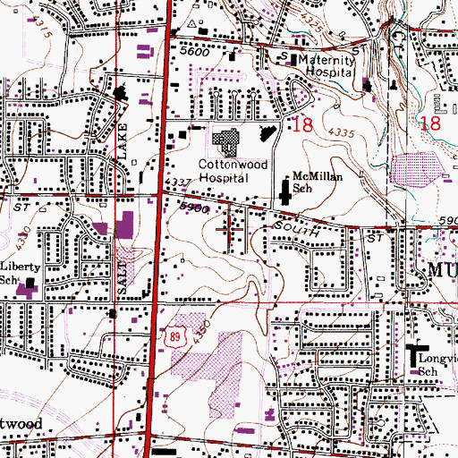 Topographic Map of Hillcrest Park, UT