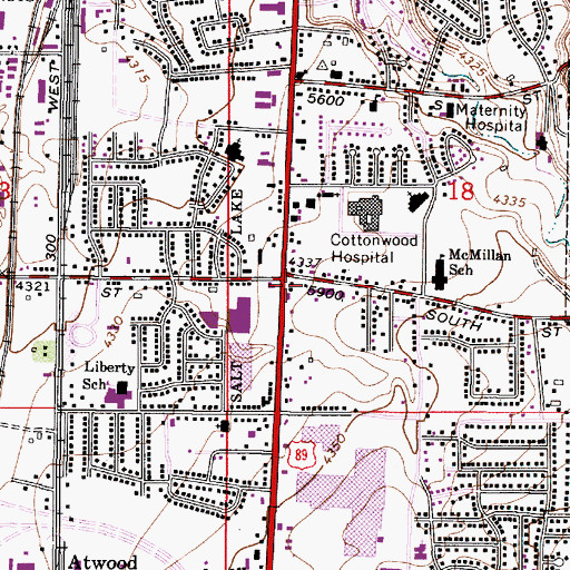 Topographic Map of Murray Cottonwood Medical Center, UT