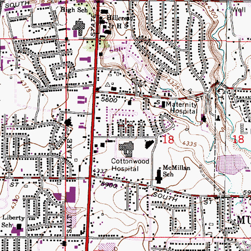 Topographic Map of Murray Heights, UT