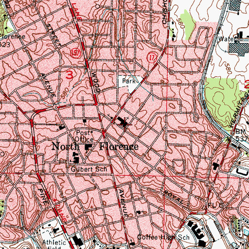 Topographic Map of Highland Baptist Church, AL