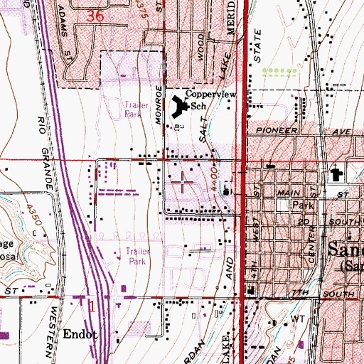 Topographic Map of Midvalley Manors, UT