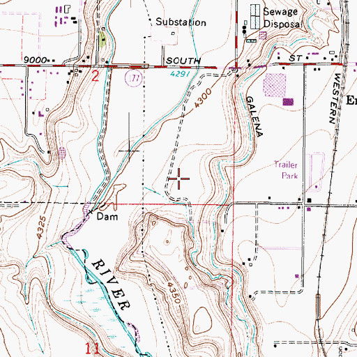 Topographic Map of Burgundy Street Gardens, UT