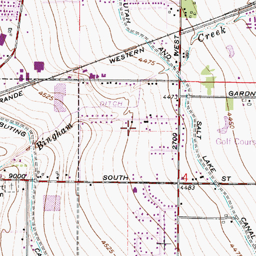 Topographic Map of Jordan View Estates, UT