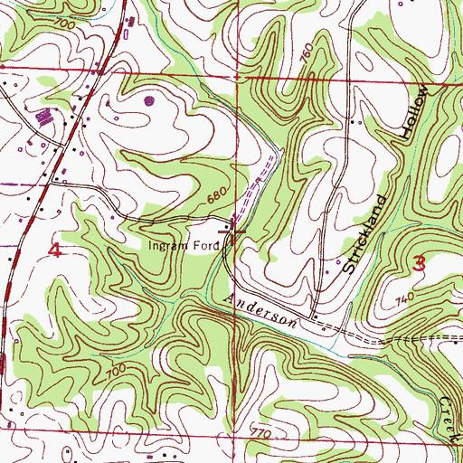 Topographic Map of Ingram Mill (historical), AL