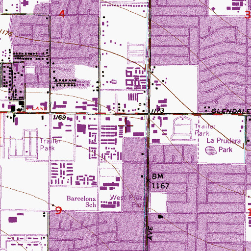 Topographic Map of Glendale Plaza Shopping Center, AZ