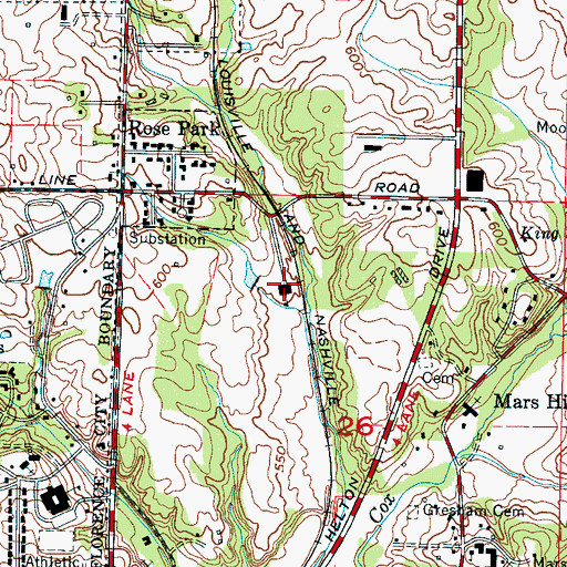 Topographic Map of International Bible College, AL
