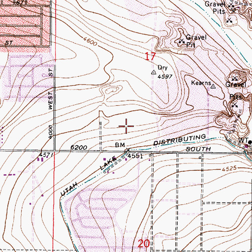 Topographic Map of Fox Hills, UT