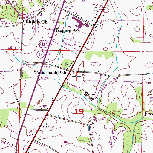 Topographic Map of James Hill Spring, AL