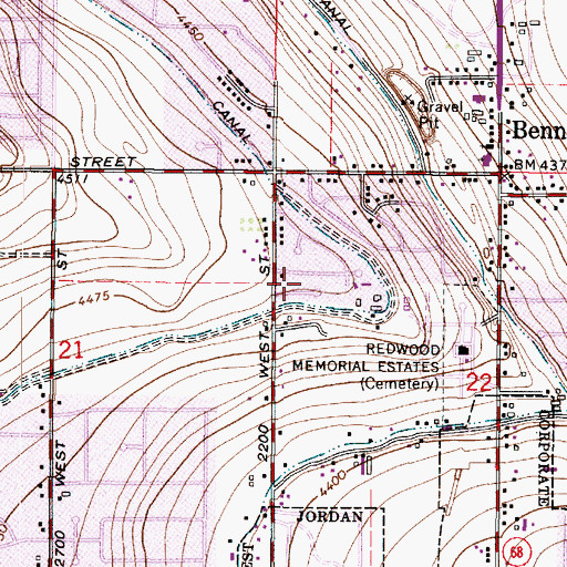 Topographic Map of Ledgewood, UT