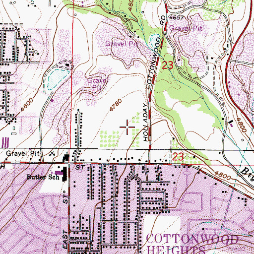 Topographic Map of Cottonwood Manor, UT