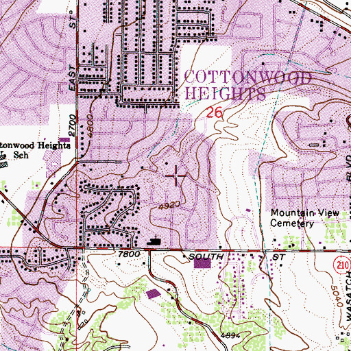 Topographic Map of Brighton Hills, UT
