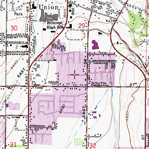 Topographic Map of Hillcrest Heights, UT