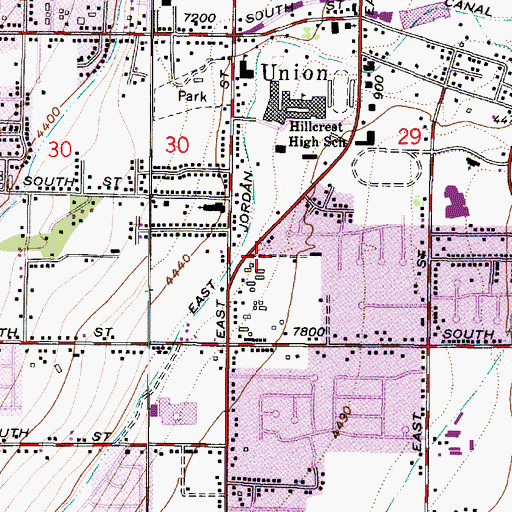 Topographic Map of Midvalley Estates, UT