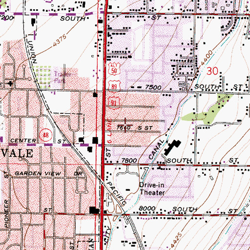 Topographic Map of Midvalley, UT